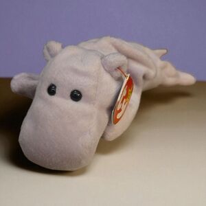 BOGO- " Happy" Ty‎ Plush Hippo in Soft Lavender